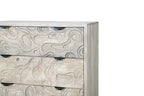 35" Gray Carved Abstract Solid Wood Five Drawer Dresser
