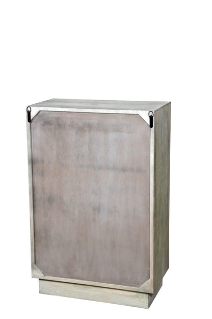 35" Gray Carved Abstract Solid Wood Five Drawer Dresser