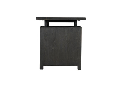 68" Black Solid Wood and Metal Carved Floral Desk With Three Drawers