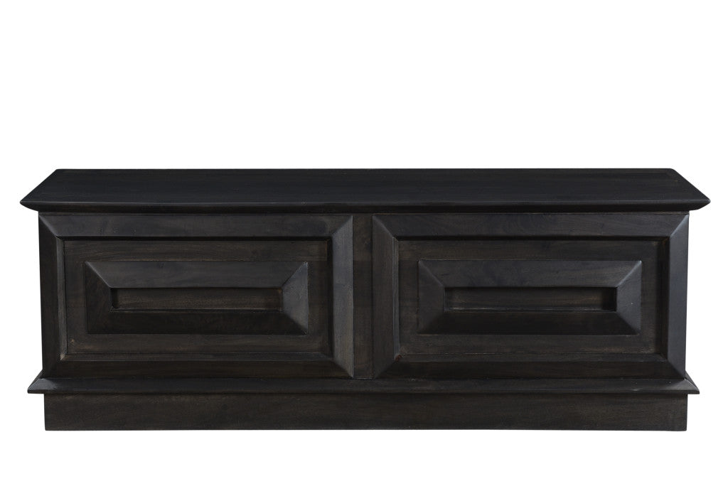 52" Dark Brown Solid Wood Storage Ottoman