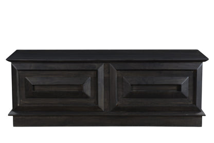 52" Dark Brown Solid Wood Storage Ottoman