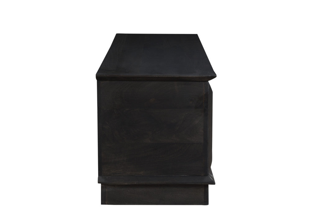 52" Dark Brown Solid Wood Storage Ottoman