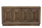 78" Brown Solid Wood Carved Geometric Sideboard with Four Doors