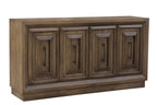 78" Brown Solid Wood Carved Geometric Sideboard with Four Doors