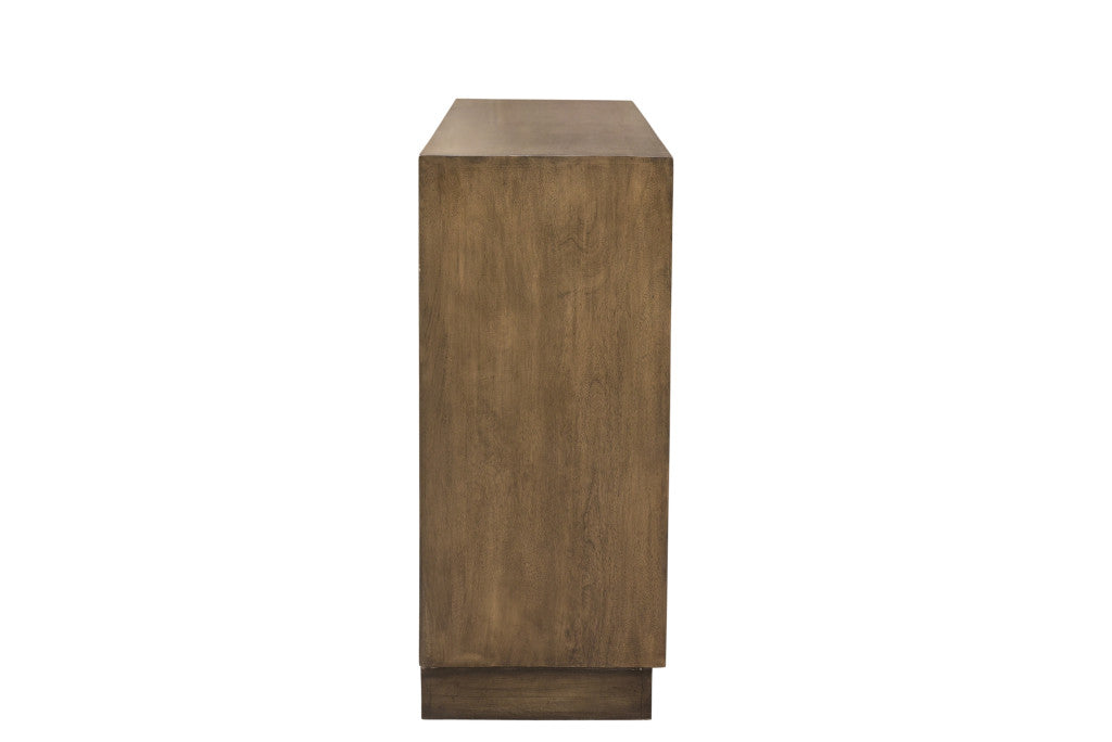 78" Brown Solid Wood Carved Geometric Sideboard with Four Doors