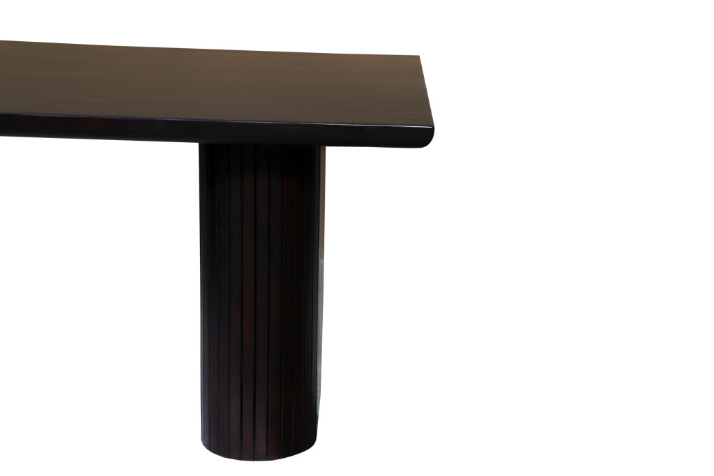 82" Dark Brown Wood Double Pedestal Base Dining Table