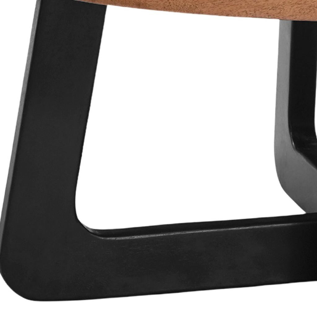39" Brown and Black Solid Wood And Iron Round Cross Legs Coffee Table