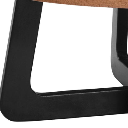 39" Brown and Black Solid Wood And Iron Round Cross Legs Coffee Table