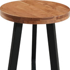 24" Brown and Black Solid Wood And Iron Round Cross Legs End Table