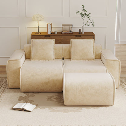 Streamlined Design Modular 2-Seat L Shape Sectional Sofa