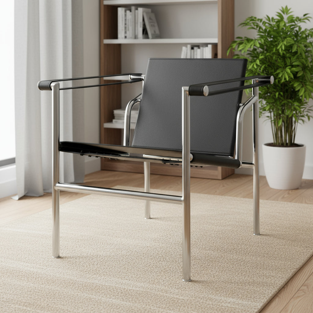 24" Silver Stainless Steel Arm Chair