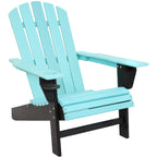 Set of Two Blue And Black Heavy Duty Plastic Outdoor Adirondack Chairs