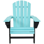 Set of Two Blue And Black Heavy Duty Plastic Outdoor Adirondack Chairs