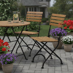 Set of Two Brown Steel Outdoor Folding Accent Chairs