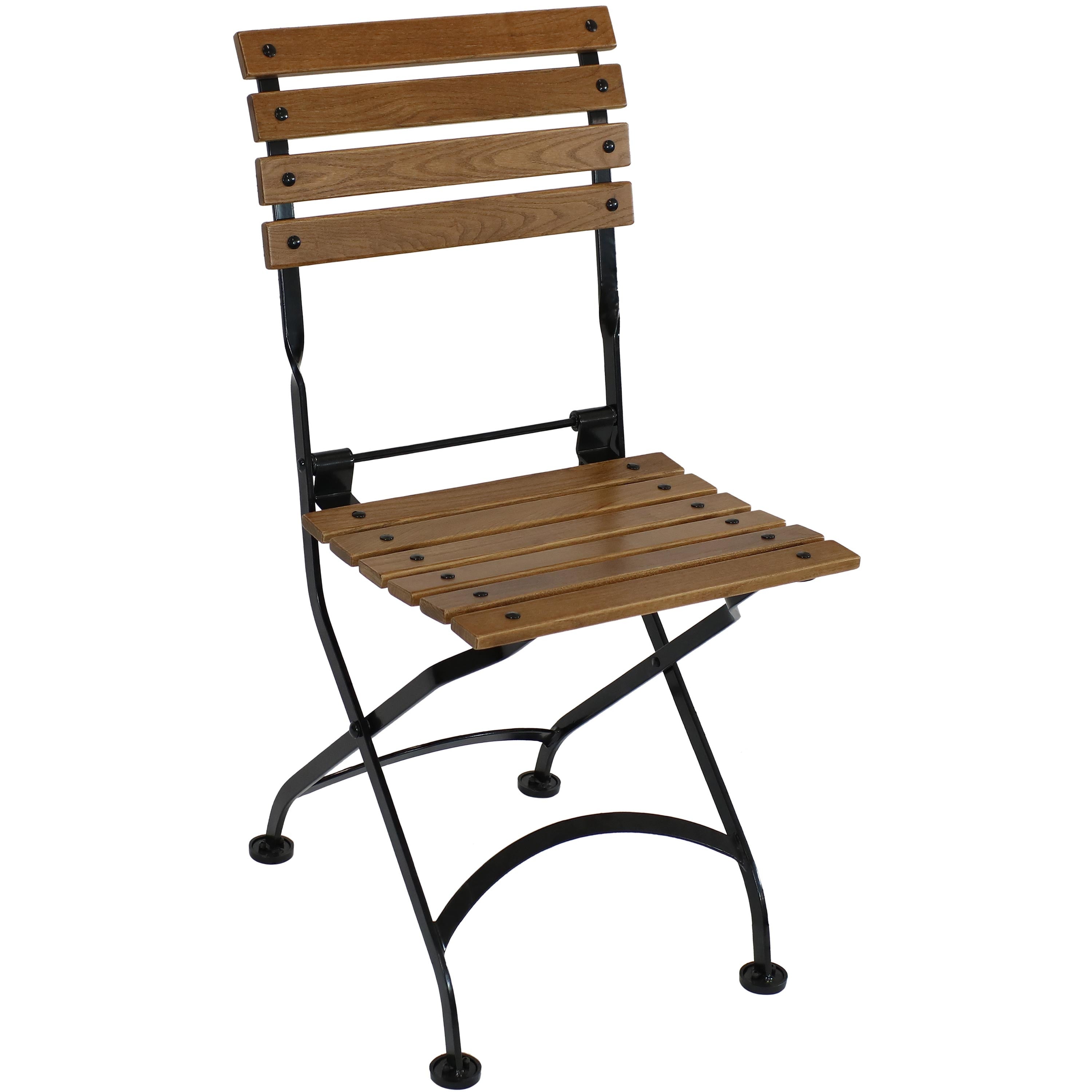 Set of Two Brown Steel Outdoor Folding Accent Chairs
