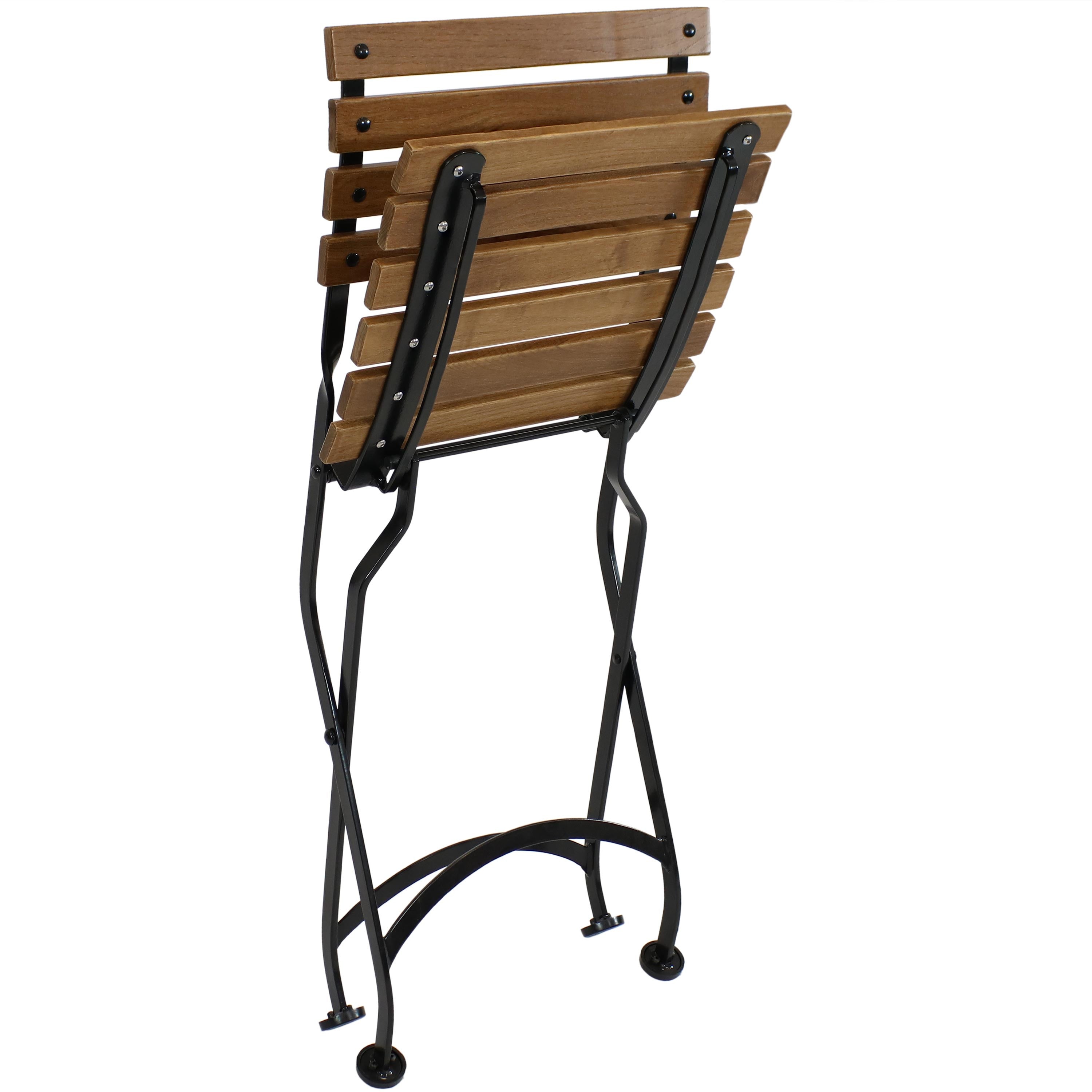 Set of Two Brown Steel Outdoor Folding Accent Chairs