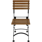 Set of Two Brown Steel Outdoor Folding Accent Chairs
