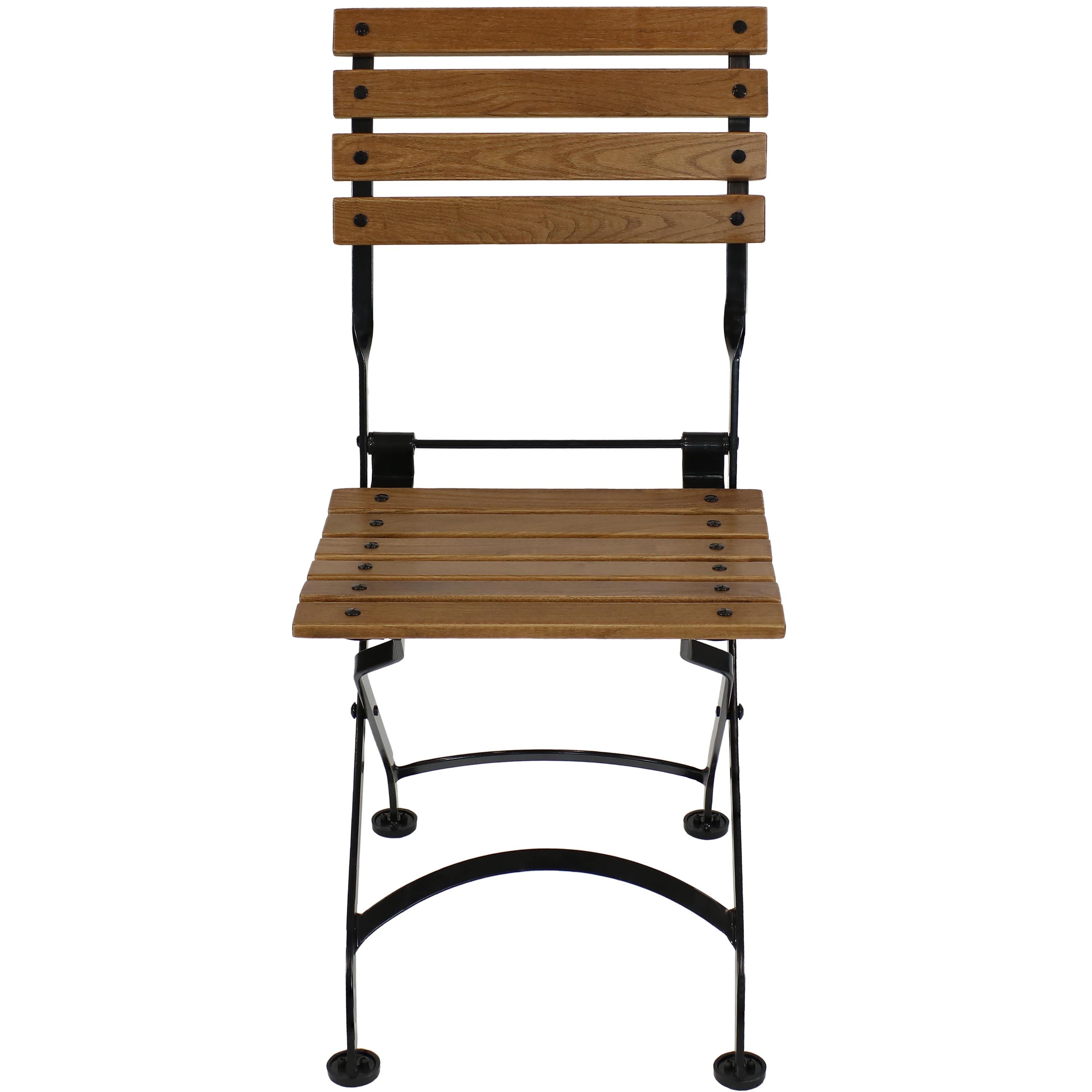 Set of Two Brown Steel Outdoor Folding Accent Chairs