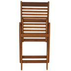 Set of Two Brown Solid Wood Outdoor Folding Accent Chairs