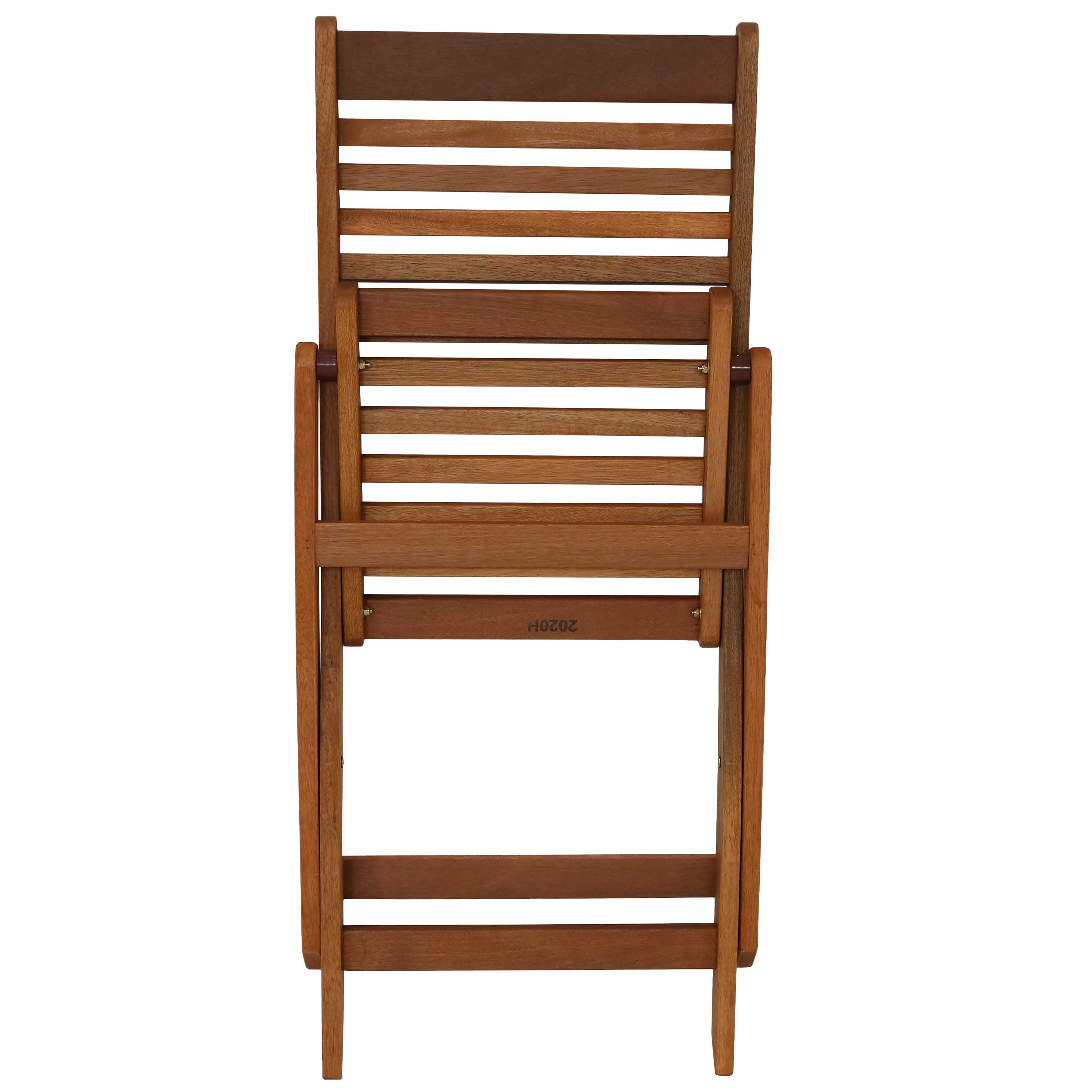 Set of Two Brown Solid Wood Outdoor Folding Accent Chairs