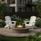 Set of Two White Heavy Duty Plastic Outdoor Adirondack Chairs