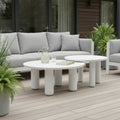 34" White Rounded Aluminum Outdoor Coffee Table