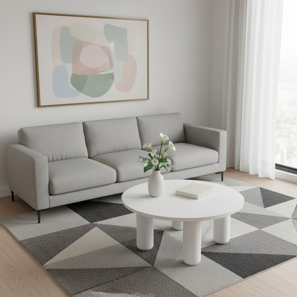 34" White Rounded Aluminum Outdoor Coffee Table