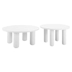 34" White Rounded Aluminum Outdoor Coffee Table