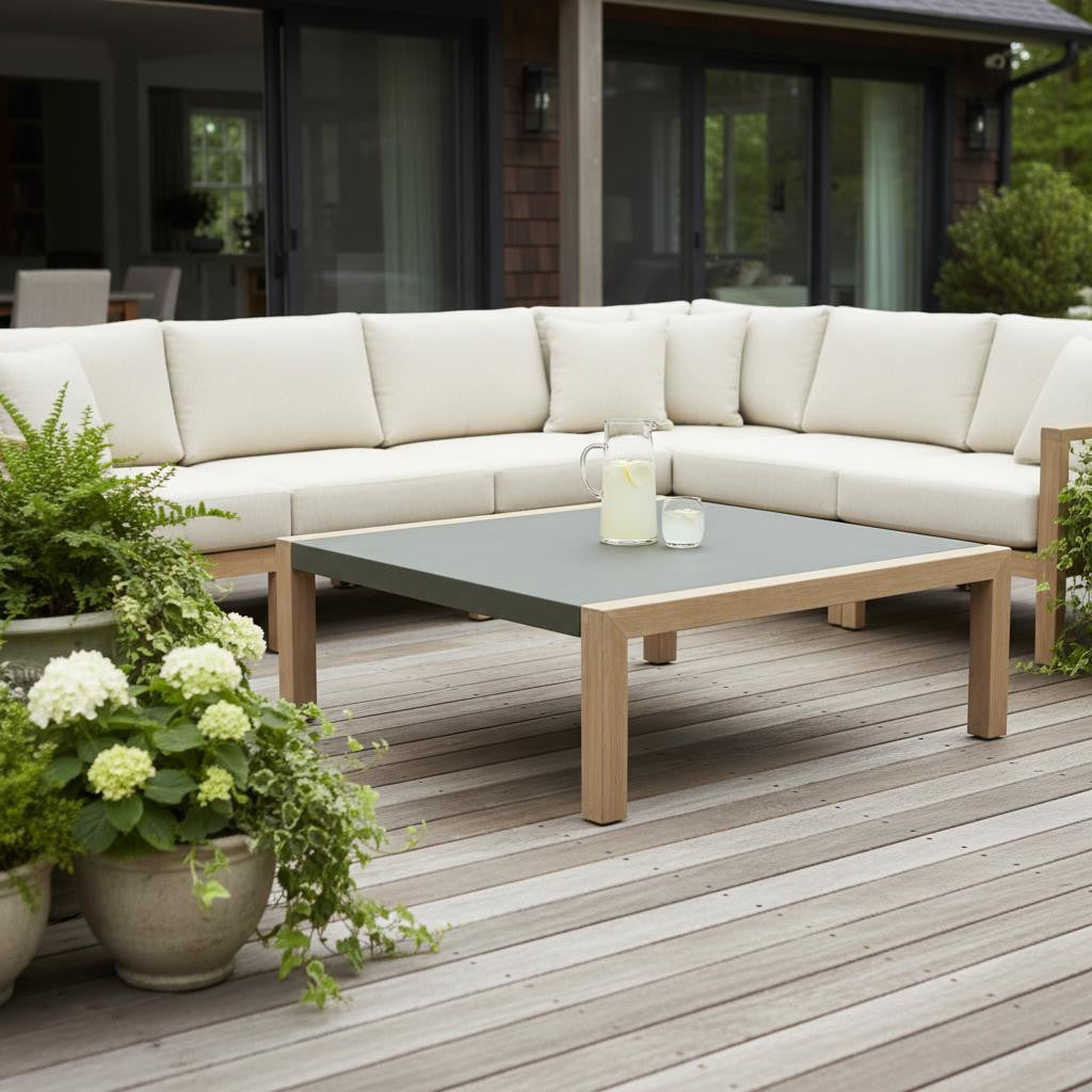 36" Gray Square Concrete Outdoor Coffee Table