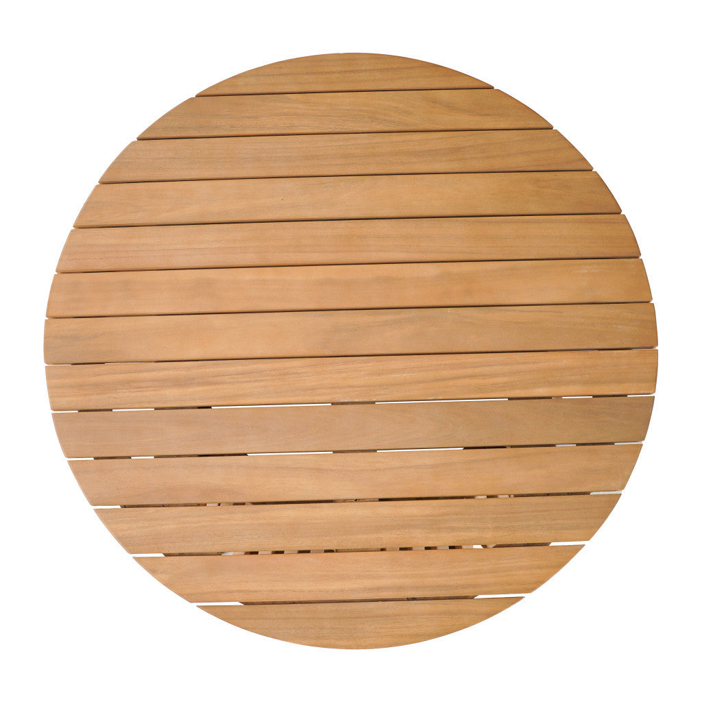 32" Natural Rounded Solid Wood Outdoor Coffee Table