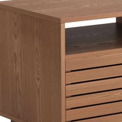 16" Walnut Wood One Drawer Nightstand