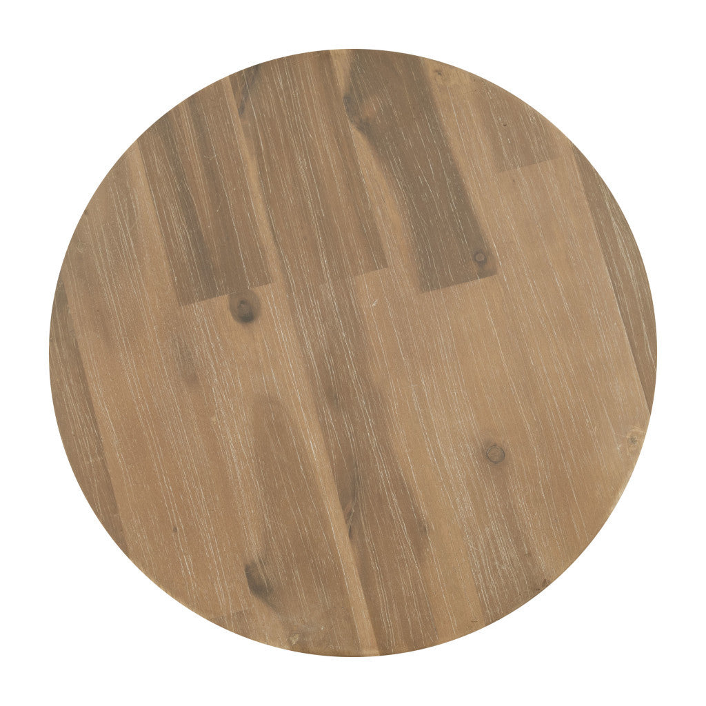 17" Natural Solid Wood Round Drum End Table