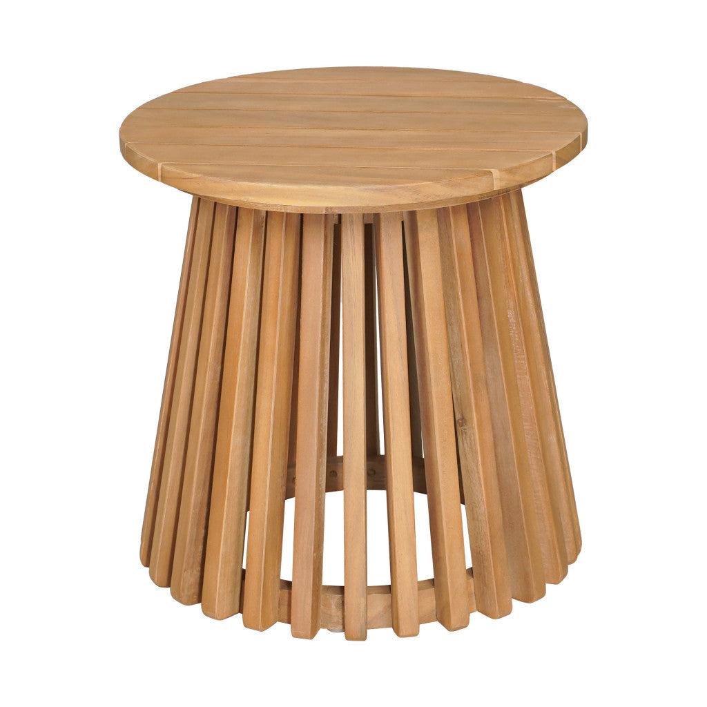 16" Natural Solid Wood Round Pedestal End Table