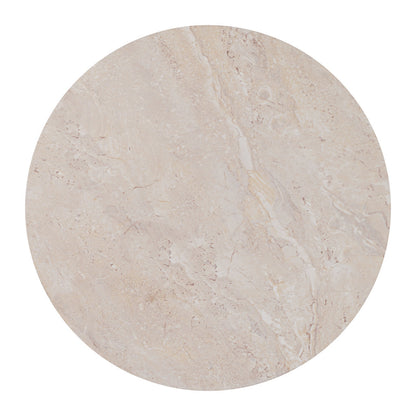 16" White and Natural Faux Marble and Solid Wood Round End Table