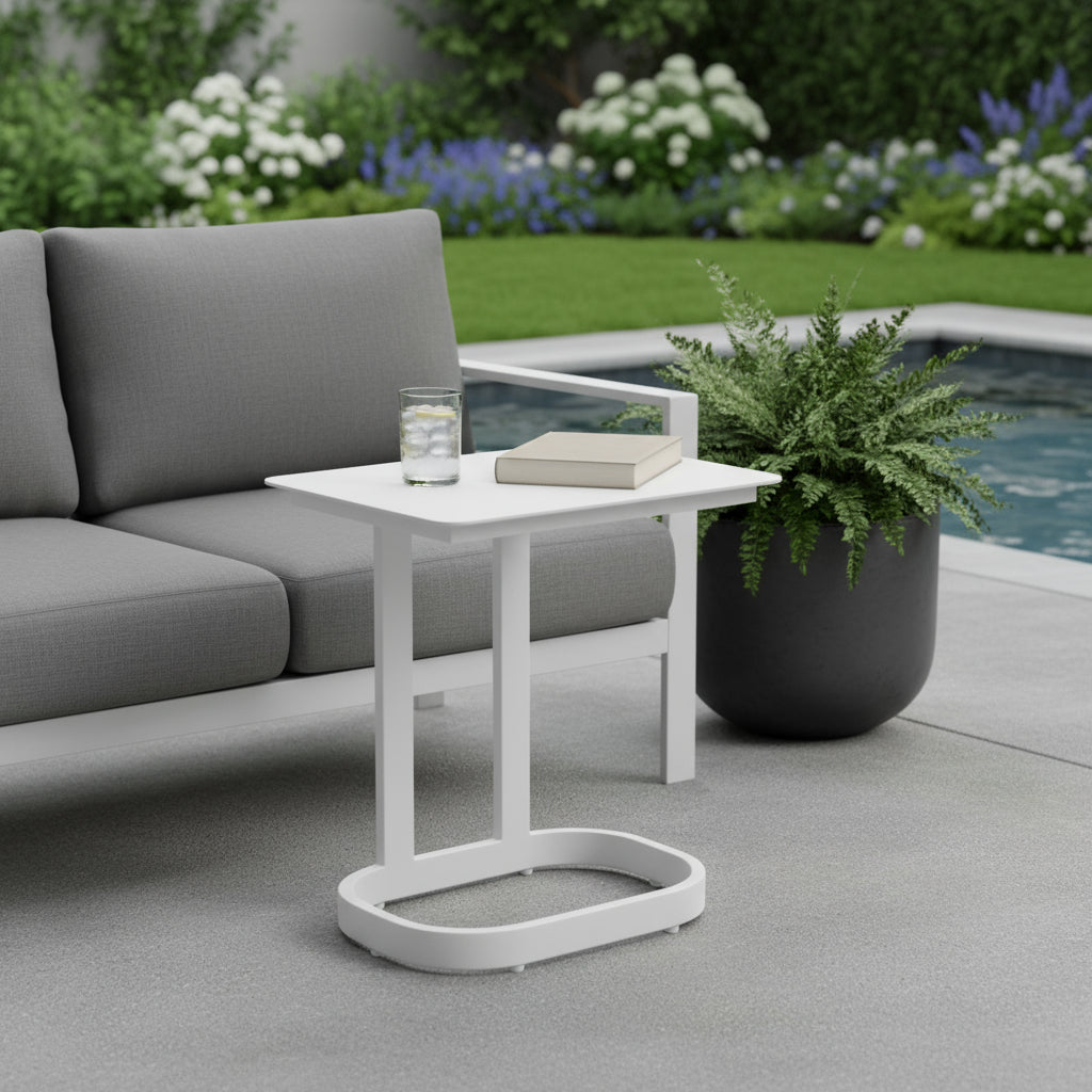 24" White Aluminum End Table