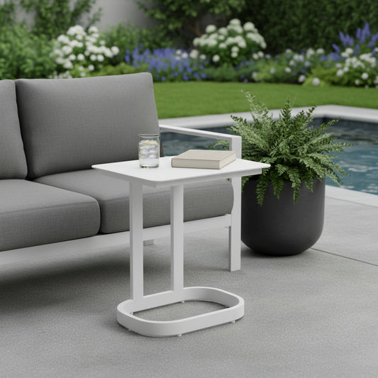 24" White Aluminum End Table