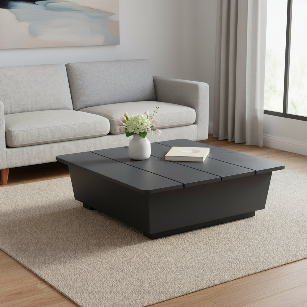 11" Black Aluminum Square Block End Table