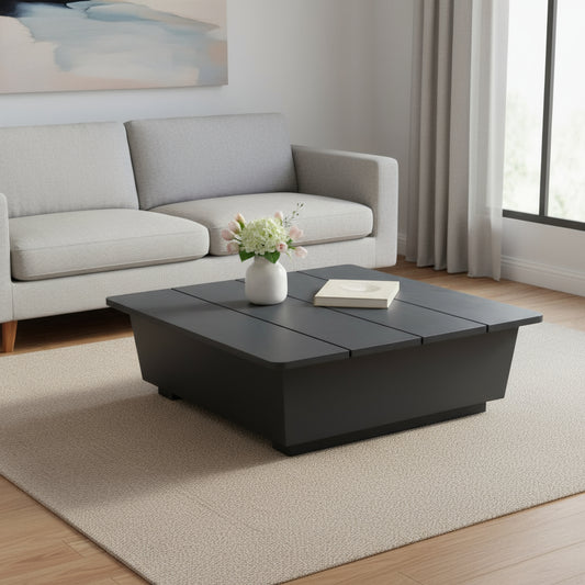 11" Black Aluminum Square Block End Table