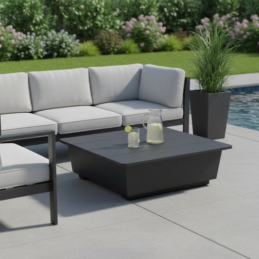11" Black Aluminum Square Block End Table
