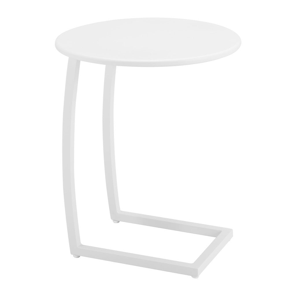 24" White Aluminum Round End Table