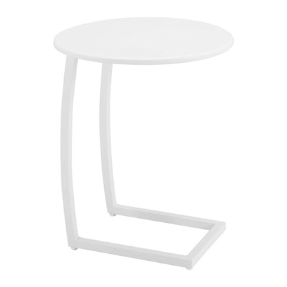 24" White Aluminum Round End Table