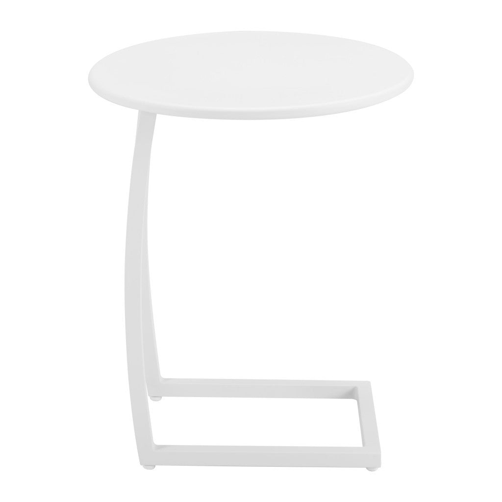 24" White Aluminum Round End Table