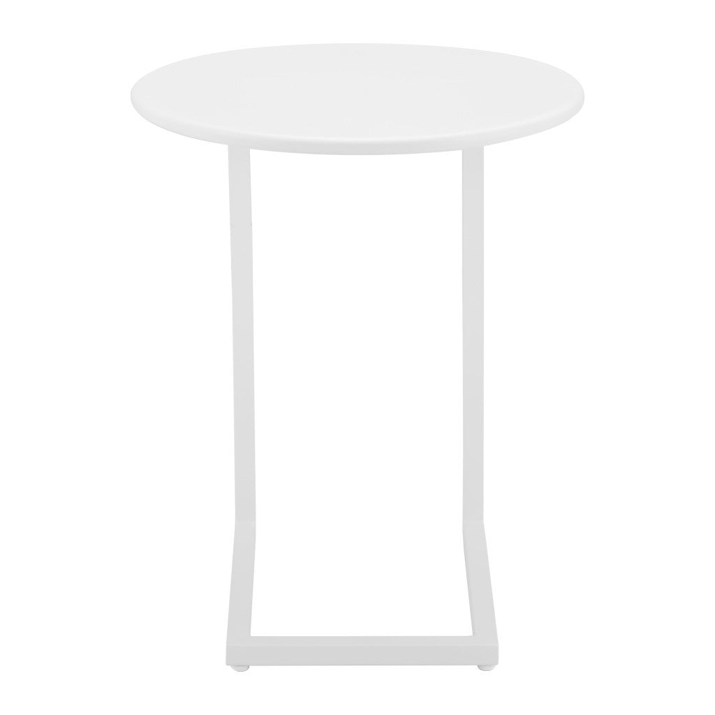 24" White Aluminum Round End Table