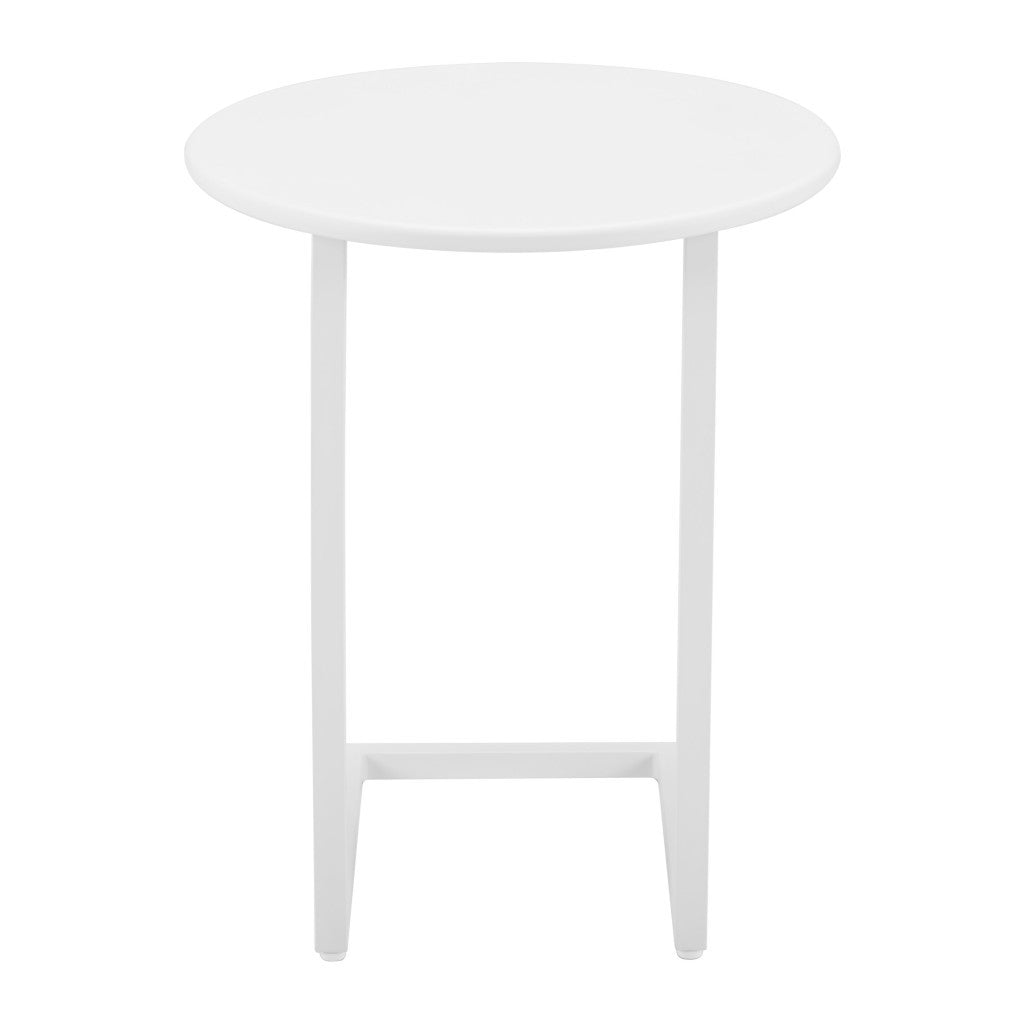 24" White Aluminum Round End Table