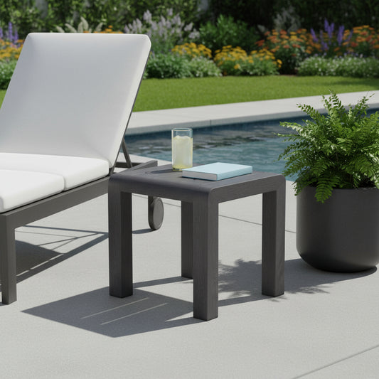 22" Black Aluminum Square End Table