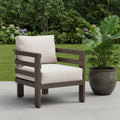 30" Brown Aluminum Outdoor Arm Chair with White Cushion