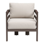 30" Brown Aluminum Outdoor Arm Chair with White Cushion