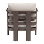 30" Brown Aluminum Outdoor Arm Chair with White Cushion