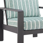 33" Green White and Black Upholstered and Aluminum Striped Arm Chair