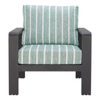 33" Green White and Black Upholstered and Aluminum Striped Arm Chair